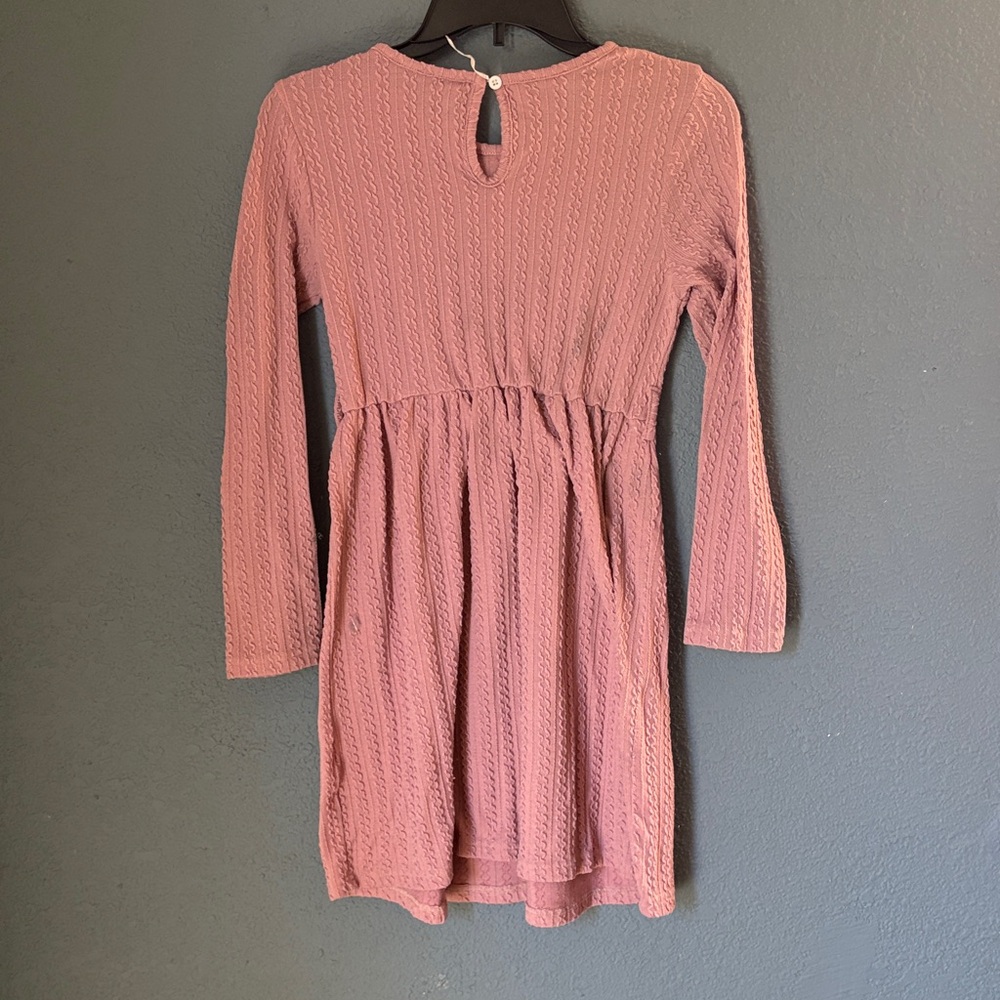 Girls' Pink Knit Ruffle Button-Front Dress - Picture 2 of 4